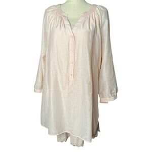 NEW Soft Surroundings Tunic in Pink w/Sheer Overlay Linings Lace Hem Size 1X